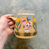 Pink Hen & Tulips Mug 23oz