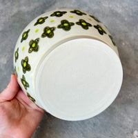 Green Flowers Medium Serving Bowl