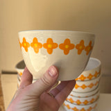 Orange Flowers Cereal Bowl