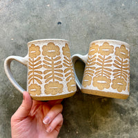 Cream & Beige Flower Mug