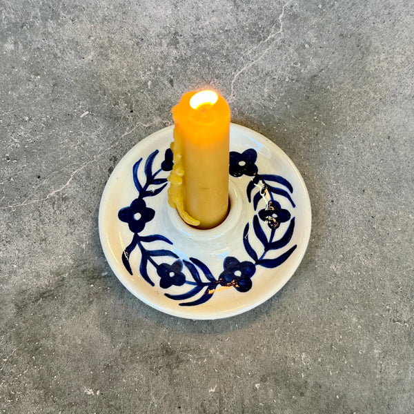 Blue Flowers Candle Holder