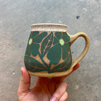 Green Groovy Flowers Mug 18oz