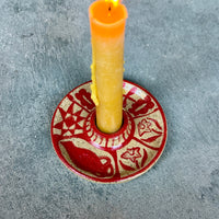 Red Patchwork Candle Holder