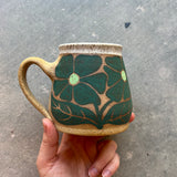 Green Groovy Flowers Mug 18oz