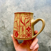 Red & Tan Patchwork Mug 18oz