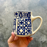 White & Blue Patchwork Mug 18oz