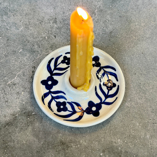 Blue Flowers Candle Holder