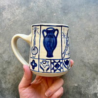 White & Blue Patchwork Mug 18oz