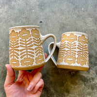 Cream & Beige Flower Mug