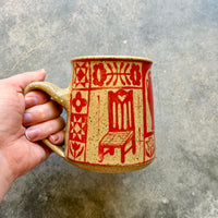 Red & Tan Patchwork Mug 18oz