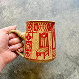 Red & Tan Patchwork Mug 18oz