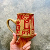 Red & Tan Patchwork Mug 18oz