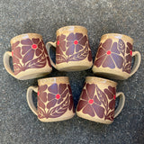 Large Red Groovy Flowers Mug 18oz