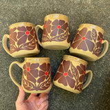 Large Red Groovy Flowers Mug 18oz