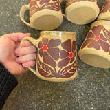 Large Red Groovy Flowers Mug 18oz