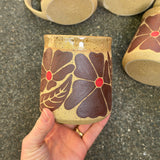 Large Red Groovy Flowers Mug 18oz