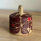 Red Groovy Flowers Jar