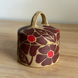 Red Groovy Flowers Jar