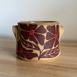 Red Groovy Flowers Utensil Crock