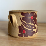 Red Groovy Flowers Utensil Crock