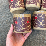 Red Groovy Flowers Cup 12oz